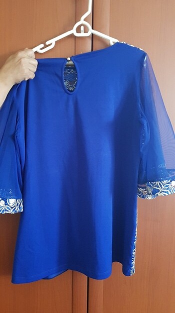 52 Beden mavi Renk Abiye Bluz