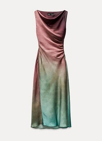 Zara tie dye saten elbise