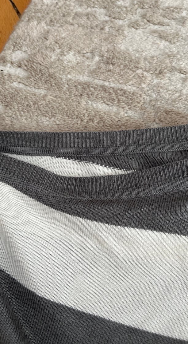 Gri Çizgili Kadın Oversize Triko Kazak - Görsel 4