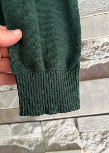 Kadın Yeşil Boğazlı Örgü Kazak - Görsel 3