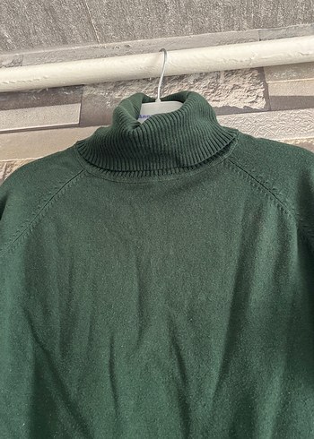 Kadın Yeşil Boğazlı Örgü Kazak - Görsel 2