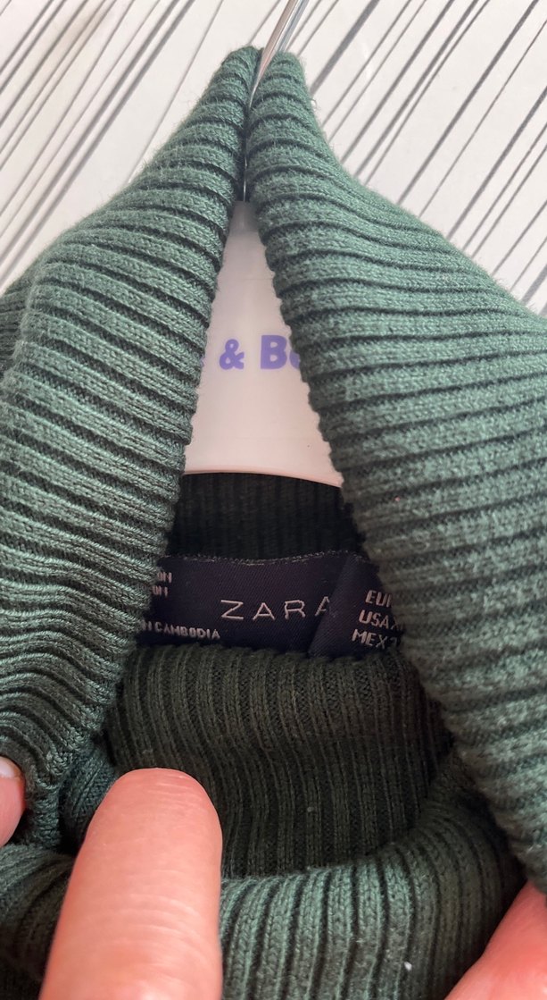 Kadın Yeşil Boğazlı Örgü Kazak - Görsel 5