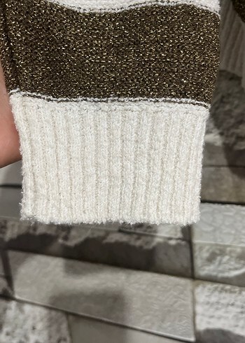 Çizgili Rahat Kadın Triko Kazak - Görsel 4