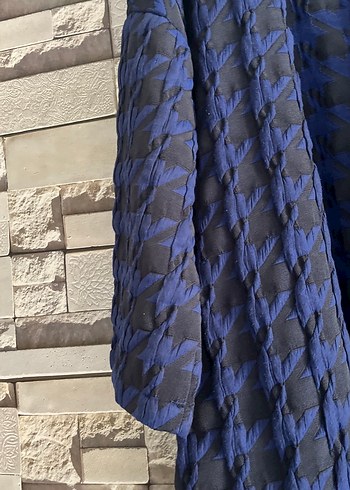 Lacivert Piliseli Uzun Kadın hırka - Görsel 3