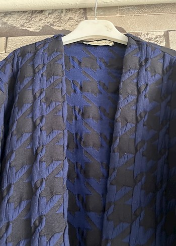 Lacivert Piliseli Uzun Kadın hırka - Görsel 2