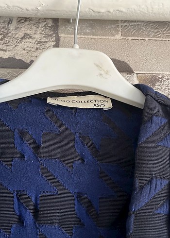 Lacivert Piliseli Uzun Kadın hırka - Görsel 4