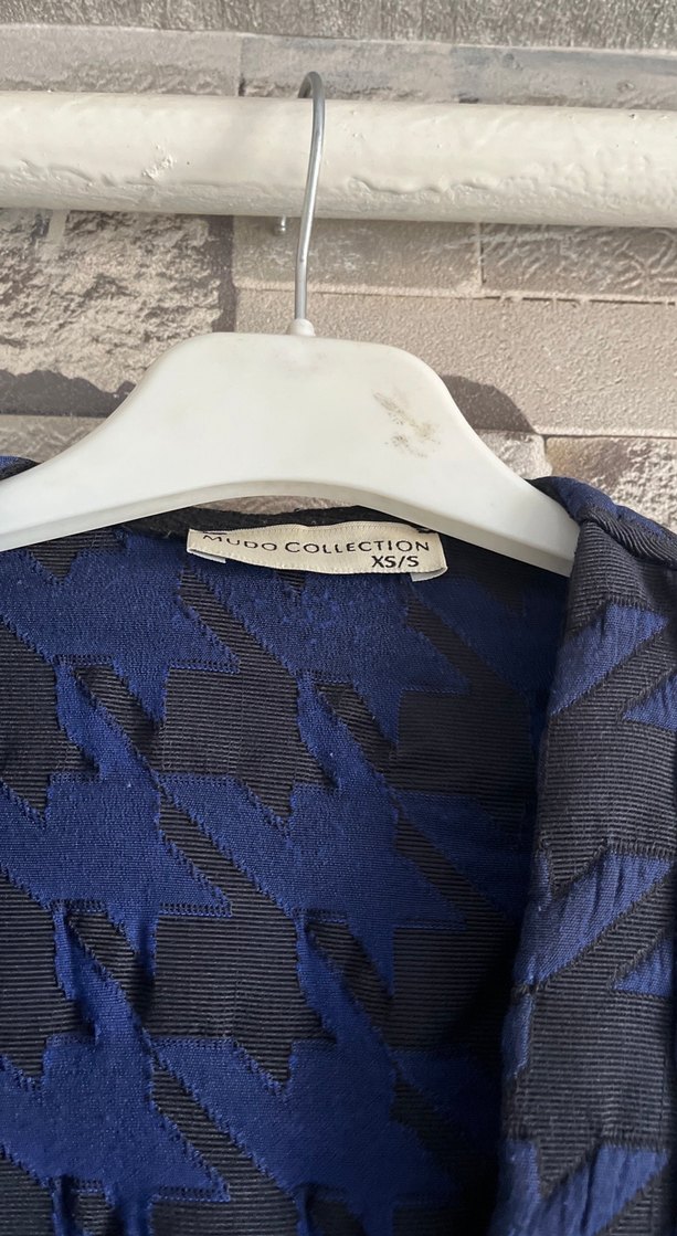 Lacivert Piliseli Uzun  Kadın hırka - Görsel 4