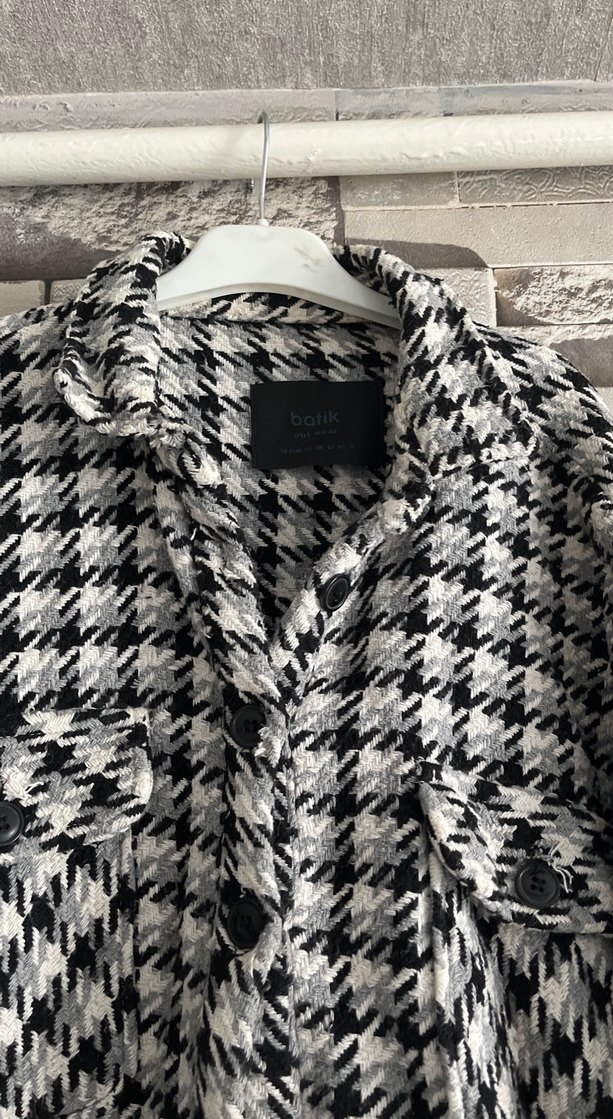 Ekose Desenli Uzun Gömlek Siyah-Krem - Görsel 2
