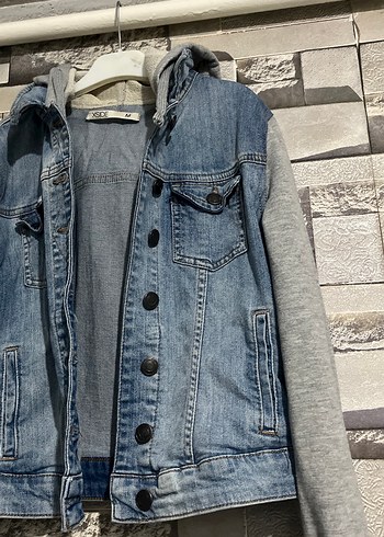 Gri Denim ve Kumaş Karışımı Kadın Ceket - Görsel 2
