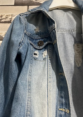 Düğmeli Mavi Kısa kot Ceket - Görsel 2