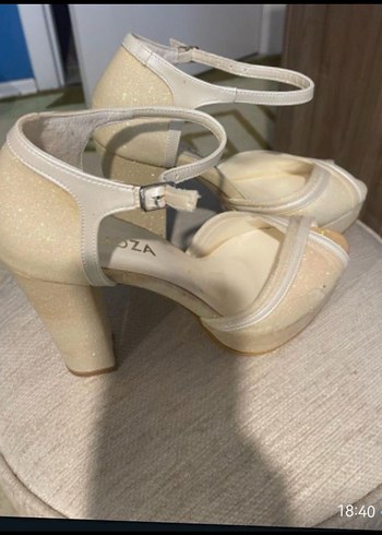 Beyaz Süet Platform Topuklu Kadın gelınlık Ayakkabı - Görsel 3