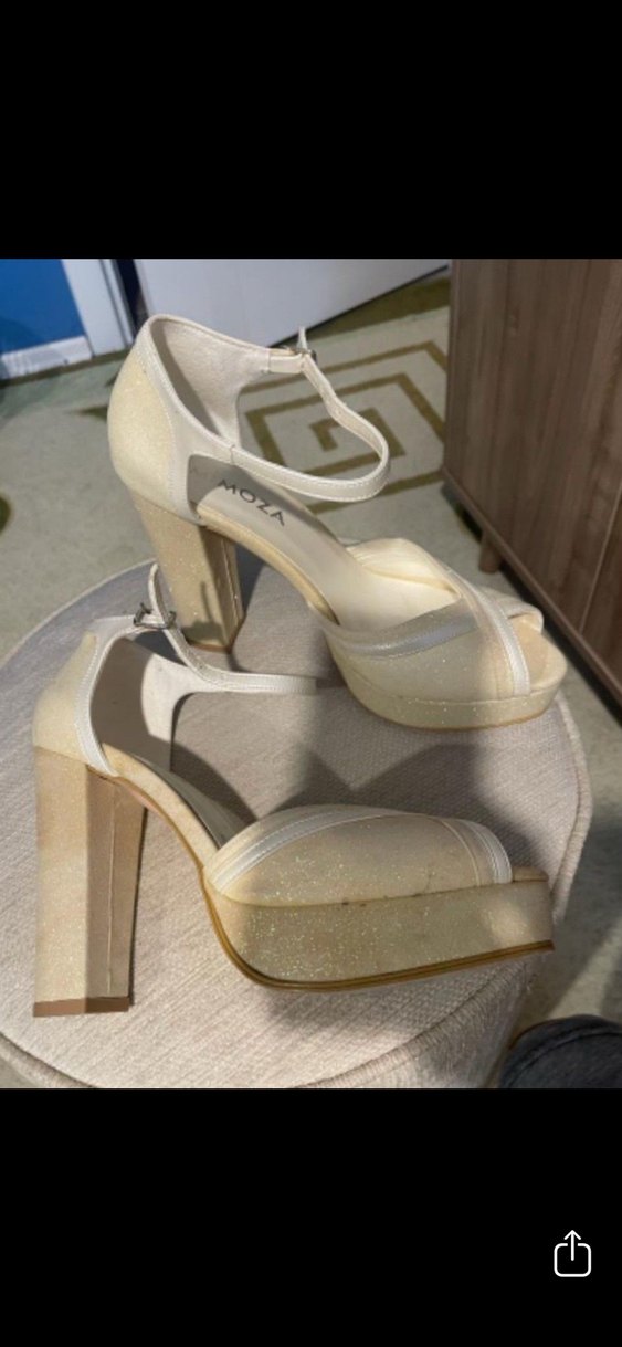 Beyaz Süet Platform Topuklu Kadın gelınlık Ayakkabı - Görsel 2