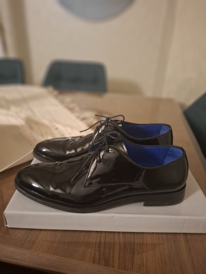 Siyah Parlak Erkek Klasik  düğün nikahAyakkabısı - Görsel 2