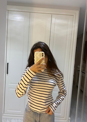 xs Beden beyaz Renk Çizgili üst