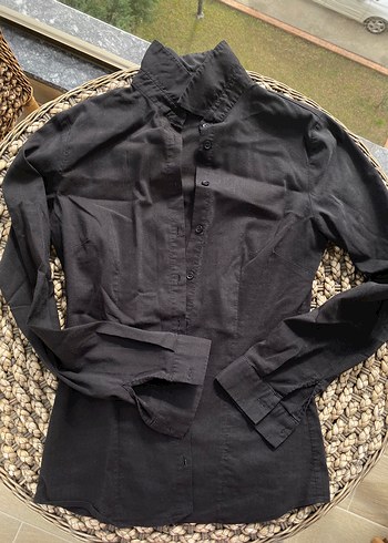 Düğmeli Siyah Kadın Gömlek - Görsel 2