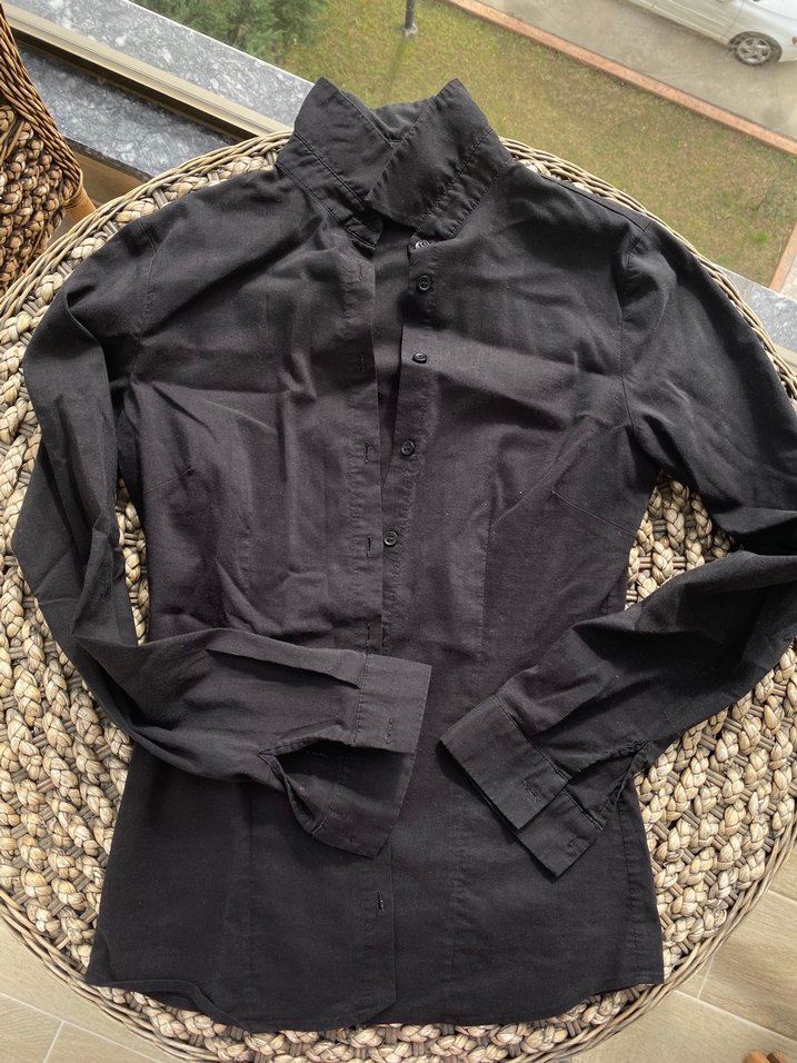 Düğmeli Siyah Kadın Gömlek - Görsel 2