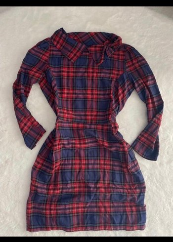 Uzun Kollu Kareli Midi Elbise - Görsel 3