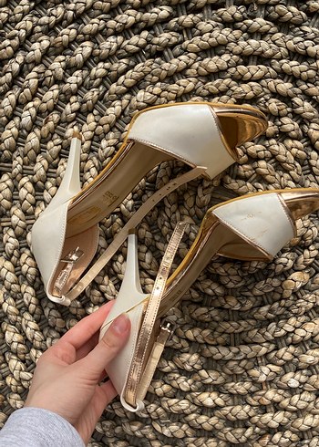 Bej Platform Topuklu Kadın Abiye Ayakkabı - Görsel 5