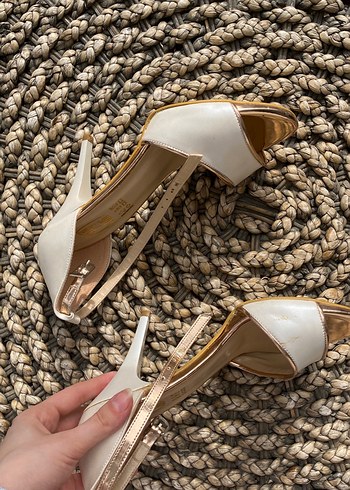 Bej Platform Topuklu Kadın Abiye Ayakkabı - Görsel 4