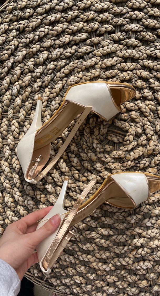 Bej Platform Topuklu Kadın Abiye Ayakkabı - Görsel 4