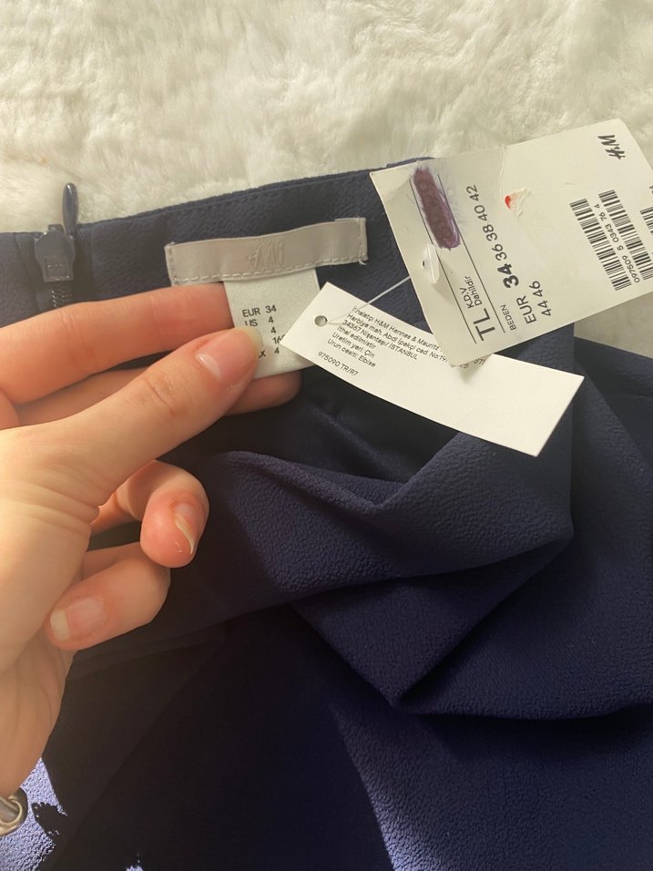 Drapeli Lacivert Midi Elbise - Görsel 3