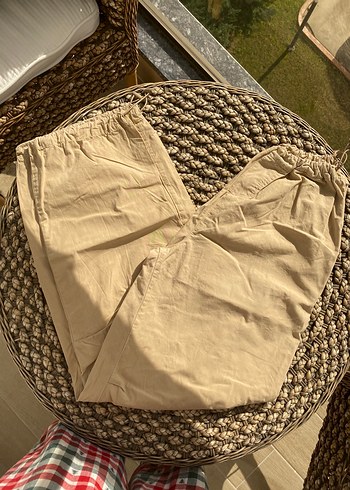 Bej Kadın Keten Salaş Midi Pantolon - Görsel 4