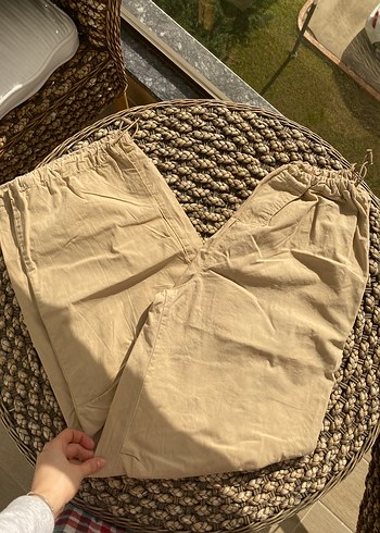 Bej Kadın Keten Salaş Midi Pantolon - Görsel 3