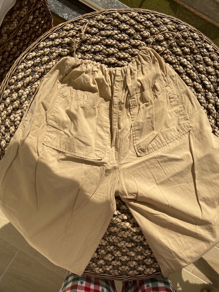 Bej Kadın Keten Salaş Midi Pantolon - Görsel 5