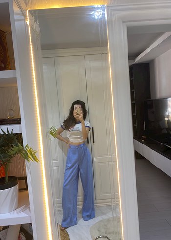 Diğer Desenli Mavi Kadın Denim Pantolon