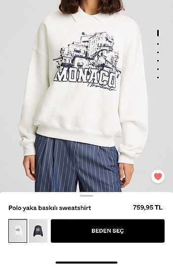 bershka polo yaka sweatshirt