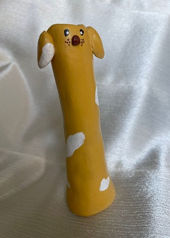 Beden sarı Renk Sarı Pastel Köpek Tasarımlı Mini Vazo /Dekoratif Obje