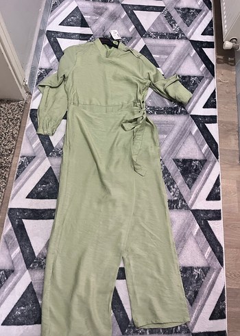 Kadın Salaş Uzun Kol Drapeli Elbise tulum - Görsel 4