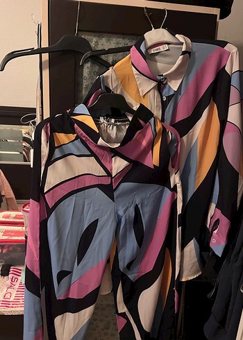 Renkli Desenli Uzun Kollu Kadın ikili takım - Görsel 3