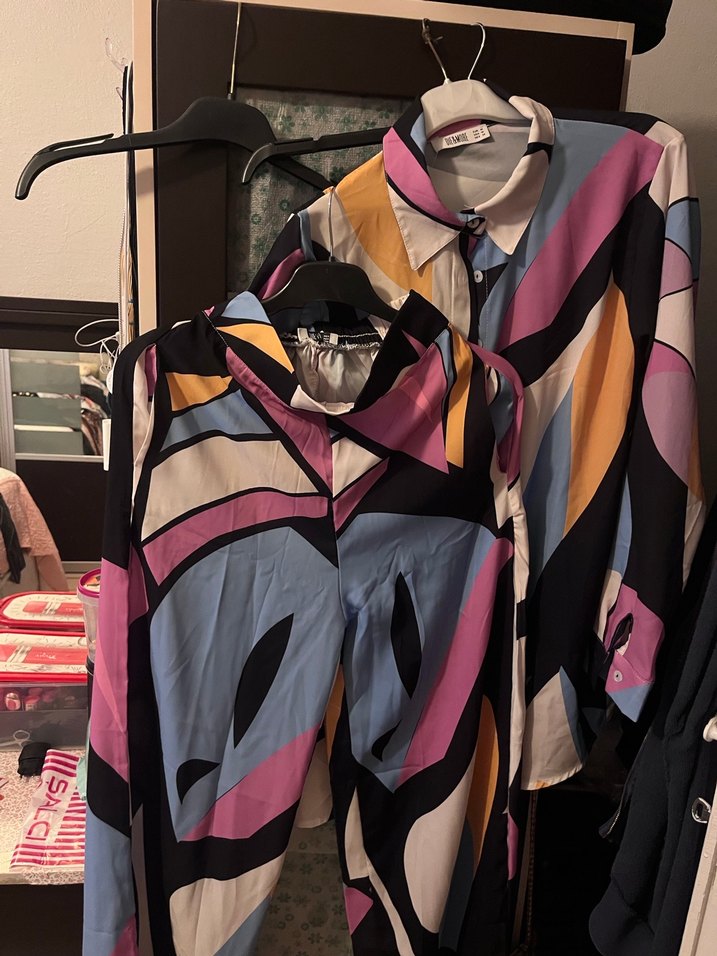 Renkli Desenli Uzun Kollu Kadın ikili takım - Görsel 3