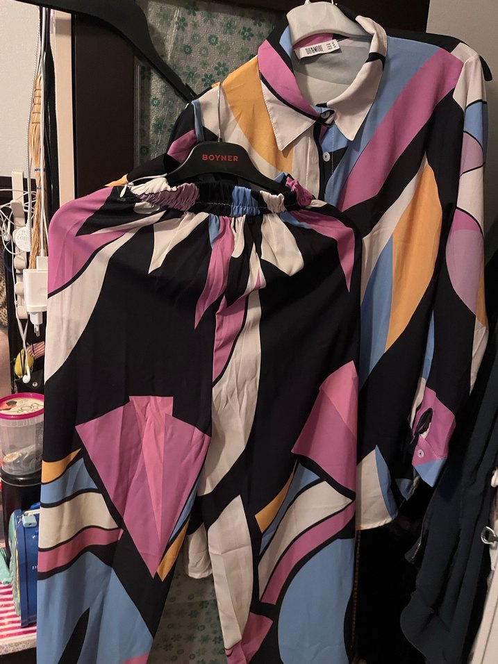 Renkli Desenli Uzun Kollu Kadın ikili takım - Görsel 4