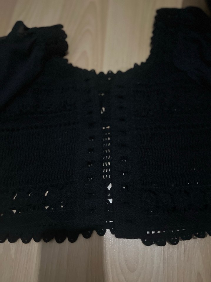 Dantel Detaylı Beyaz Bohem Kısa Bluz - Görsel 4