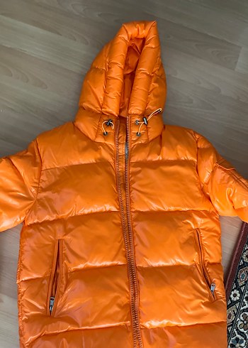 Parlak Turuncu Fermuarlı Kadın erkek Kışlık Ceket - Görsel 2