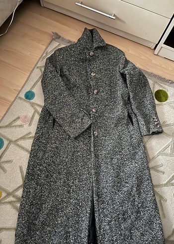 Gri Uzun Kışlık Kaban - Görsel 2