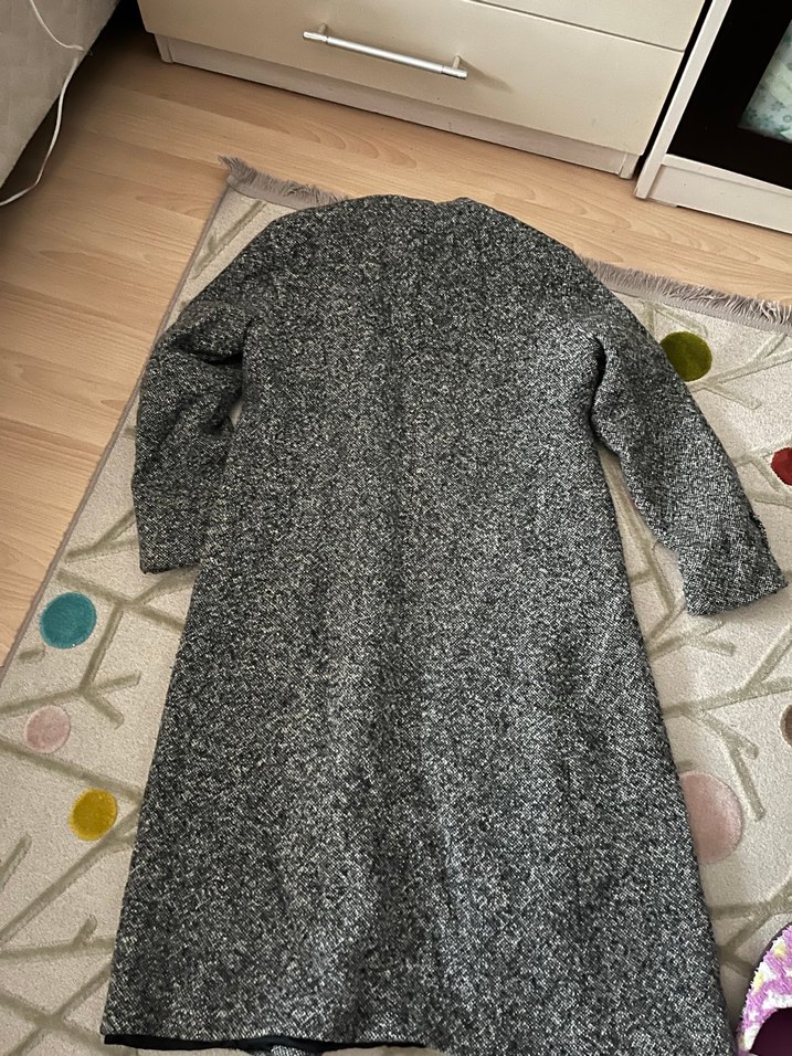 Gri Uzun Kışlık Kaban - Görsel 4