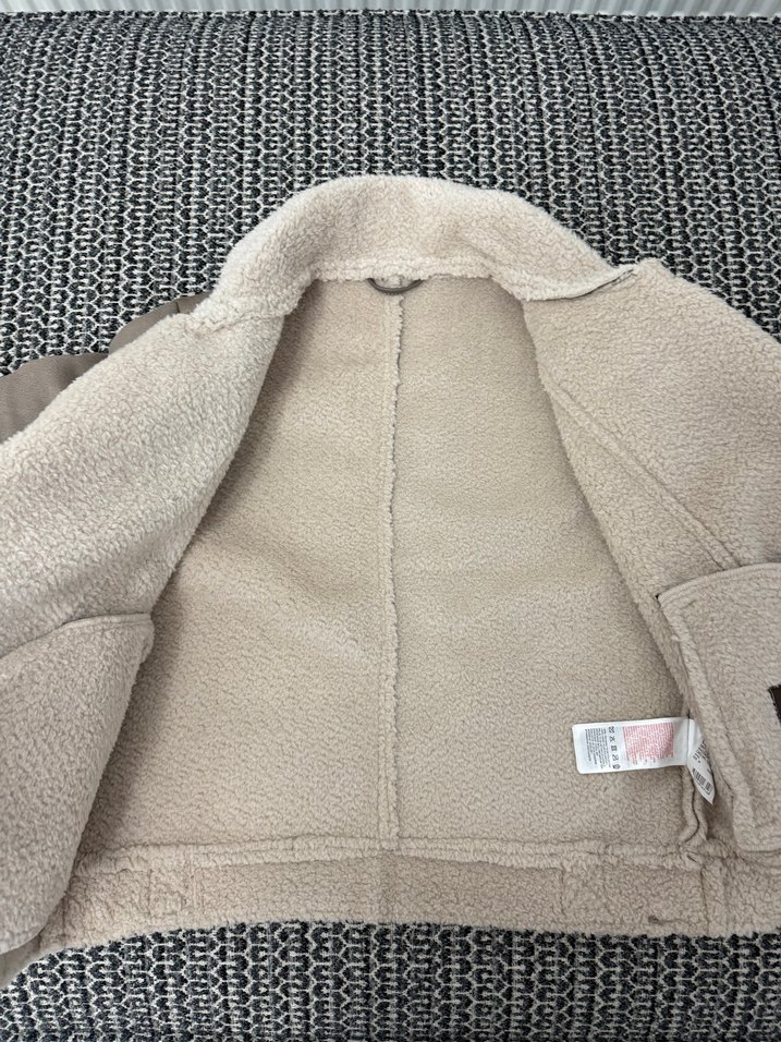 Gri Deri Kadın Ceket, Kürklü, Midi Boy - Görsel 3