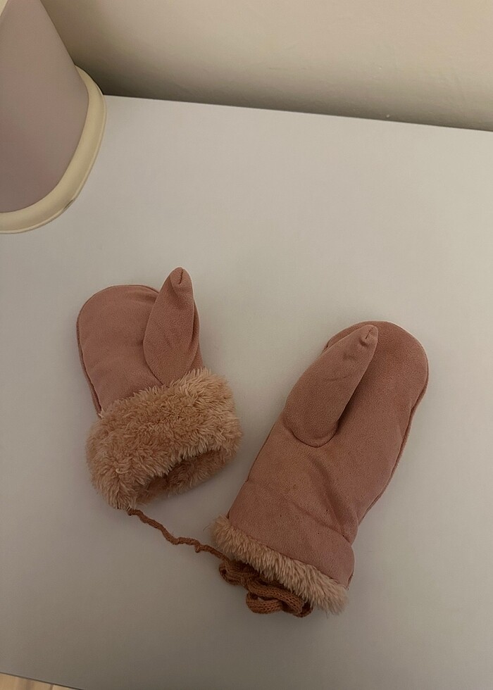İçi kürklü süet yüzeyli 1-3 yaş parmaksız eldiven - Görsel 3