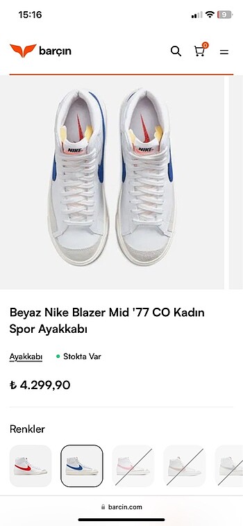 Nike nike blazer mid spor ayakkabı