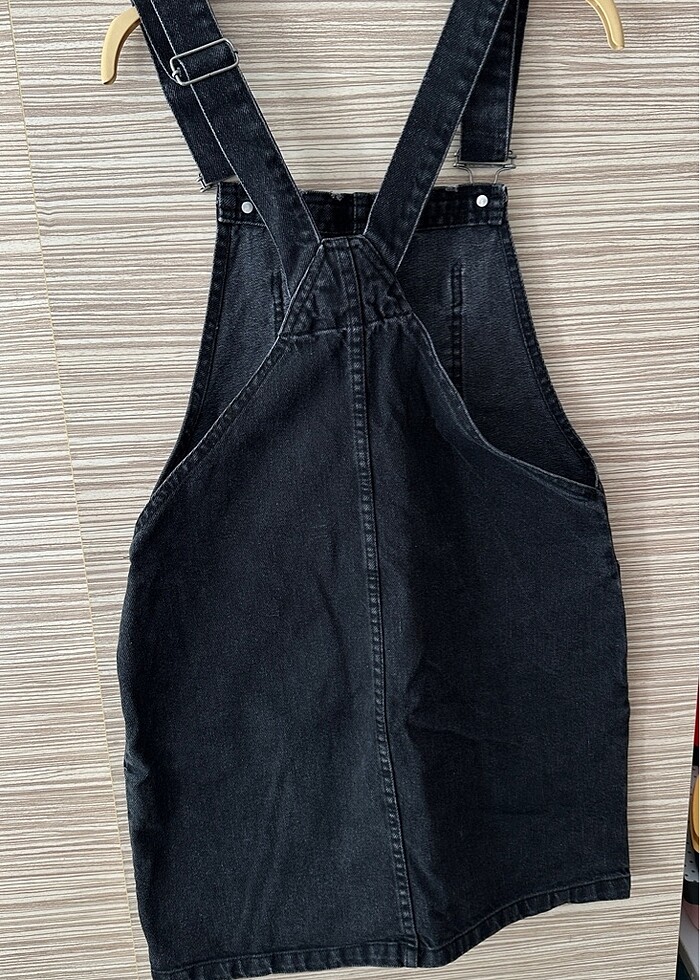 Cepli siyah jean salopet elbise - Görsel 2