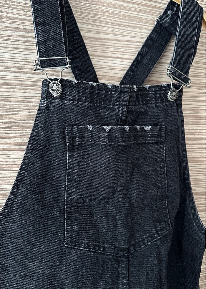 Cepli siyah jean salopet elbise - Görsel 3