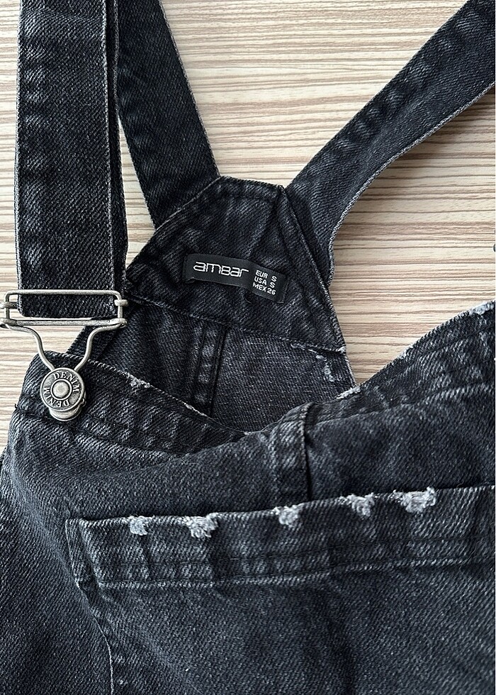 Cepli siyah jean salopet elbise - Görsel 4