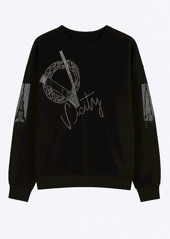 universal Beden siyah Renk Sweatshirt oversize