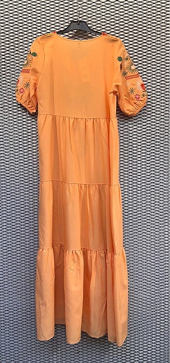 xl Beden turuncu Renk Nakış detaylı elbise