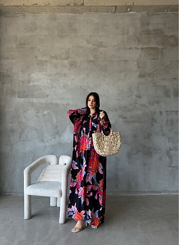 Desenli elbise oversize