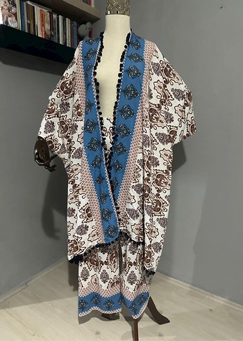 Zara Uzun Etnik Desenli Bohem Kadın Kimono