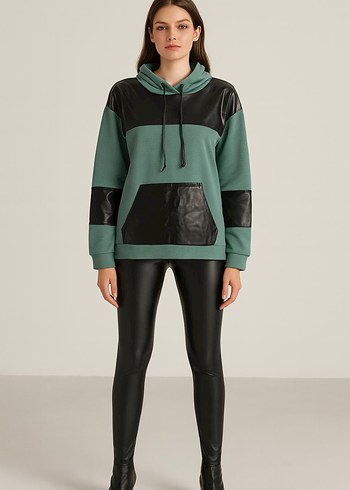 Derili Kapüşonlu Kadın Sweatshirt